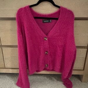 MINKPINK Fuchsia Button-Down Cardigan
